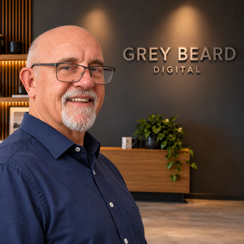 Mike Steltenpool, Founder and Digital Consultant, at the Grey Beard Digital office